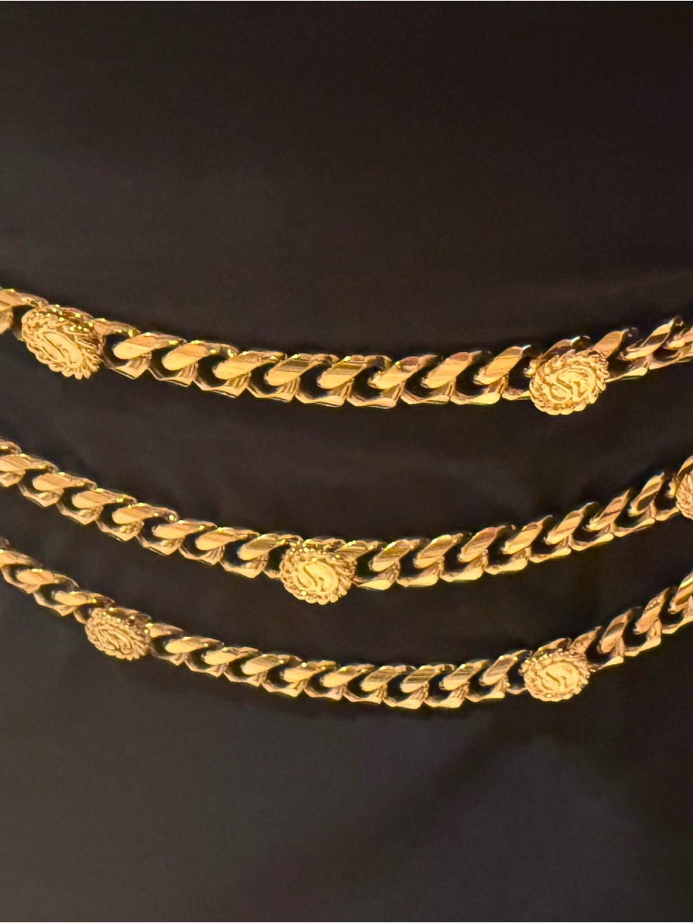 St. John Gold-Tone Multi-Chain Belt with Signature Medallions - Picture 4 of 10